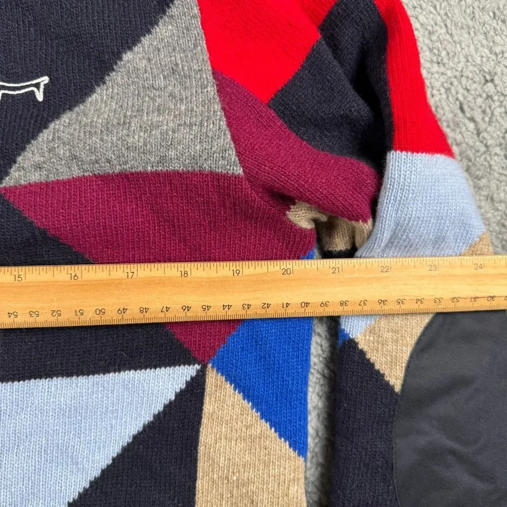 Louis Castel Mens Wool Blend Golf Sweater Elbow Patch Color‎ Block 100 Size M